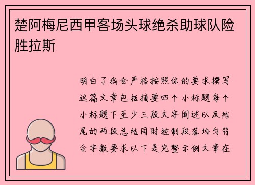 楚阿梅尼西甲客场头球绝杀助球队险胜拉斯
